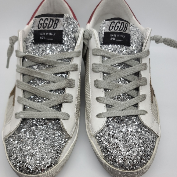 Golden Goose Superstars Size 39 Silver Glitter NIB - Picture 5 of 9